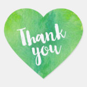 トレンディーグリーンと黄色の水色ありがとう ハートシール (正面)