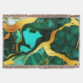トレンディーグリーンイエロー金ゴールドフェイク大理石 スローブランケット