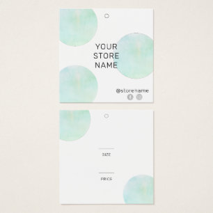 トレンディーグリーンウォーターカラースクエアブティックプライスラベル