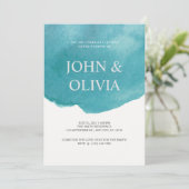 トレンディーグリーンウォーター結婚カラー 招待状 (スタンド正面)