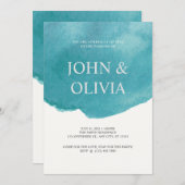 トレンディーグリーンウォーター結婚カラー 招待状 (正面/裏面)