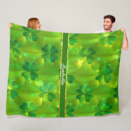 トレンディーグリーンクローバー4リストコレクション フリースブランケット