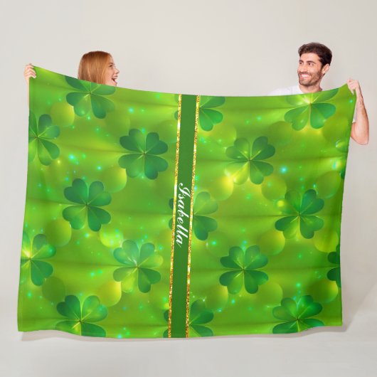 トレンディーグリーンクローバー4リストコレクション フリースブランケット (インサイチュ)