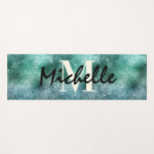 トレンディーグリーングリッターモノグラムのエステティック ヨガマット (正面(横))