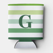 トレンディーグリーンストライプとモノグラム 缶クーラー (正面)