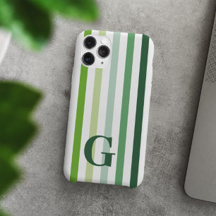 トレンディーグリーンストライプとモノグラム iPhone 13ケース