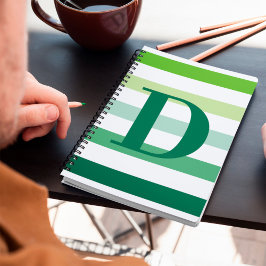 トレンディーグリーンストライプシズモノグラム ノートブック