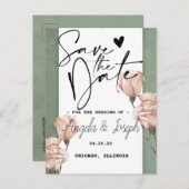 トレンディーグリーンセーブ・ザ・デート案内はがき 案内ポストカード (正面/裏面)