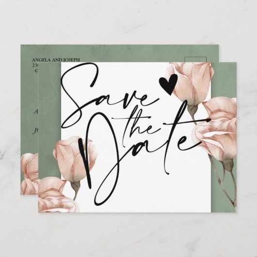 トレンディーグリーンセーブ・ザ・デート案内はがき 案内ポストカード (正面/裏面)