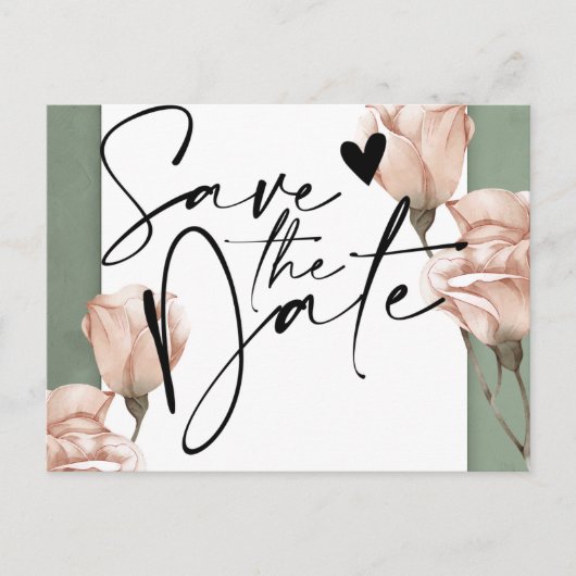 トレンディーグリーンセーブ・ザ・デート案内はがき 案内ポストカード (正面)