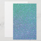 トレンディーグリーンティール(緑がかった色)ブルーグリッターパターン 便箋 (正面/裏面)