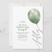 トレンディーグリーンバルーン50誕生日 招待状 (正面)