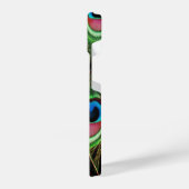 トレンディーグリーンパープルティール(緑がかった色)ターコイズ孔雀フェザー iPhoneケース (左側面)