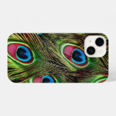 トレンディーグリーンパープルティール(緑がかった色)ターコイズ孔雀フェザー iPhoneケース (裏面横)