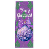 トレンディーグリーンパープルプリドクリスマスオーナメント ワインギフトバッグ (裏面)