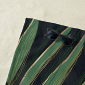 トレンディーグリーンパーム葉金ゴールドストロークグレーデザイン ビーチタオル (インサイチュ)