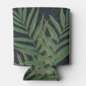 トレンディーグリーンパーム葉金ゴールドストロークグレーデザイン 缶クーラー (裏面)