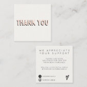 トレンディーグリーンピンクありがとうメディア挿入 スクエア名刺 (正面/裏面)