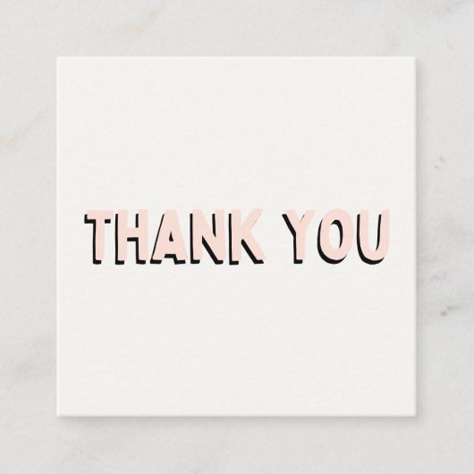 トレンディーグリーンピンクありがとうメディア挿入 スクエア名刺 (正面)