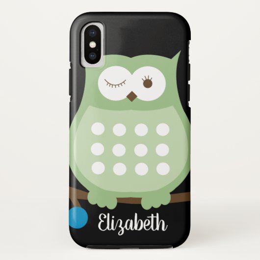 トレンディーグリーンフクロウと名前の携帯電話ケース Case-Mate iPhoneケース (裏面)