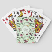 トレンディーグリーンフラワーズハミングバードモノグラム トランプ (裏面)