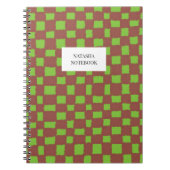 トレンディーグリーンブラウンチェッカーボードパターンノートブック ノートブック (正面)