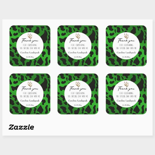 トレンディーグリーンブラックカウスポットありがとう スクエアシール (シート)