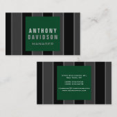 トレンディーグリーンブラックグレーストライプの名刺 名刺 (正面/裏面)