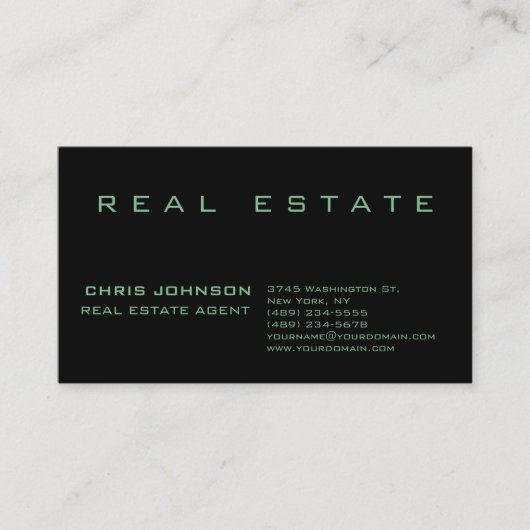 トレンディーグリーンブラック実在エステートエージェント名刺 名刺 (正面)