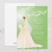 トレンディーグリーンブルネットブライドブライダルシャワー招待状 招待状 (正面/裏面)