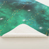 トレンディーグリーンブルーティール(緑がかった色)金ゴールド銀河系パターン シェルパブランケット (3/4)