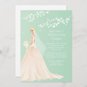 トレンディーグリーンブロンドブライドブライダルシャワー招待状 招待状 (正面/裏面)