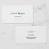 トレンディーグリーンホワイトプレーンエレガントミニマル 名刺 (正面/裏面)