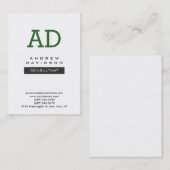 トレンディーグリーンホワイトモダンモノグラム名刺 名刺 (正面/裏面)