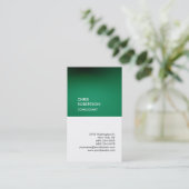 トレンディーグリーンホワイト垂直ユニーク名刺 名刺 (スタンド正面)