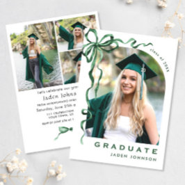 トレンディーグリーンボウリボン4 PHOTO卒業パーティー 招待状