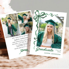 トレンディーグリーンボウリボン4 PHOTO Graduation Party I 招待状