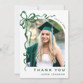 トレンディーグリーンボウリボン5 PHOTO卒業 サンキューカード (正面)