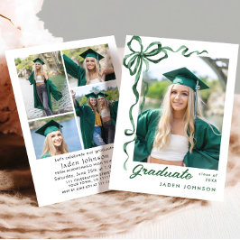 トレンディーグリーンボウリボン5 PHOTO Graduation Party I 招待状