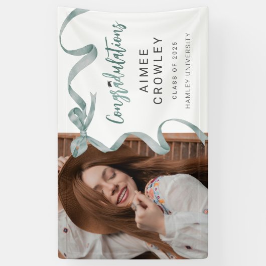 トレンディーグリーンボウ写真卒業 横断幕 (縦)