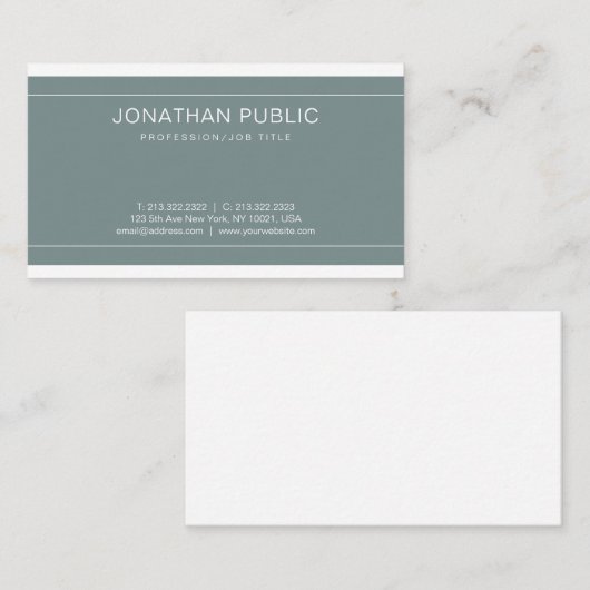 トレンディーグリーンミニマルエレガントリストラグジュアリープレーン 名刺 (正面/裏面)