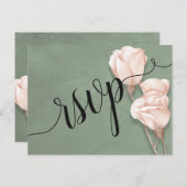 トレンディーグリーンリーRSVP招待状はがき インビテーションポストカード (正面/裏面)