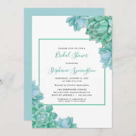 トレンディーグリーン多肉類ブライダルシャワー 招待状