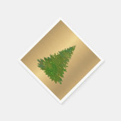 トレンディーグリーン金ゴールドグリッターツリークリスマス スタンダードカクテルナプキン (角)