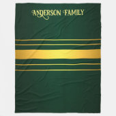 トレンディーグリーン金ゴールドラグジュアリーリネンテクスチャコレクション フリースブランケット (正面)