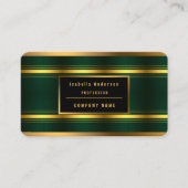 トレンディーグリーン金ゴールドラグジュアリーリネンテクスチャコレクション 名刺 (正面)