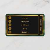 トレンディーグリーン金ゴールドラグジュアリーリネンテクスチャコレクション 名刺 (裏面)