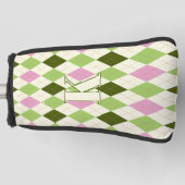 トレンディーグリーン&ピンクパタアーガイルーンモダンモノグラム ゴルフヘッドカバー (正面)