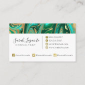 トレンディーグリーン&金ゴールドリキッドマーブル 名刺 (裏面)