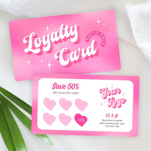 トレンディーグルーヴィレトロピンク美しいスパ爪、 ネイルの点滅 ロイヤリティカード